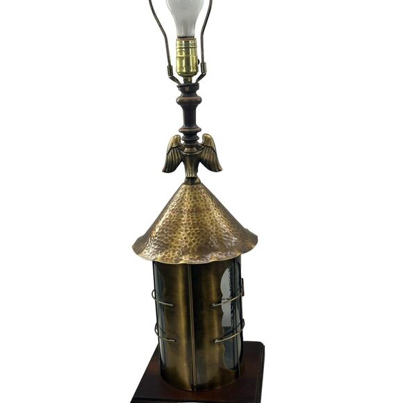 Federal Eagle Lantern Lamp Antique Brass/Wood American Maritime Patriotic Light - Picture 14 of 16